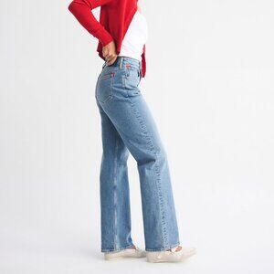 Abercrombie Curve Love High Rise 90’s Relaxed Heart Jean Heart Embroidered